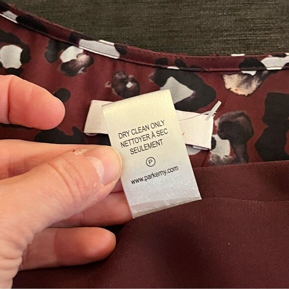 Parker Silk Purple Leopard Printed Bell Sleeve Kimberly Flounce Dress Small - Picture 8 of 8